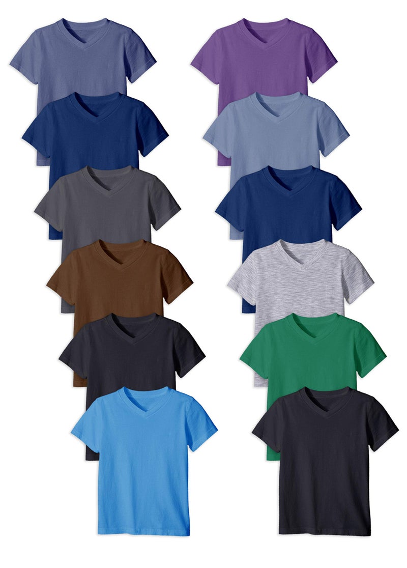 Andrew Scott Boys' V Neck T Shirt | Cotton Color Undershirts | 100% Cotton Tees in Multi Packs - Image 1